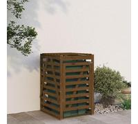 Ziaphsol Abri pour Poubelle sur roulettes en Bois Massif de pin Marron Miel, Rangement extérieur Discret avec Porte verrouillable, Ventilation, Dimensions 84x90x128,5 cm