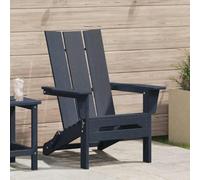 Ziaphsol Adirondack Chaise de jardin pliable en polyéthylène haute densité résistante aux intempéries, avec accoudoirs, dossier, peu encombrant, pour terrasse, balcon, camping - Bleu marine - 80,5 x