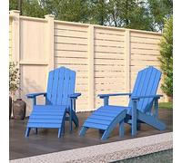 Ziaphsol Adirondack Lot de 2 chaises de jardin avec tabourets en polyéthylène haute densité résistant aux intempéries pour balcon, terrasse, extérieur, pliables, empilables, à dossier haut