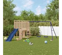 Ziaphsol Aire de Jeu extérieure en Bois de pin Massif pour Jardin avec Toboggan balançoire Double cabane et Parcours d'escalade pour Enfants de 3 à 8 Ans Structure de Loisir Robuste et sécurisée