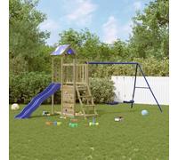 Ziaphsol Aire de Jeux d'extérieur en Bois de pin imprégné avec balançoire Toboggan Escalade cabane et bac à Sable pour Enfants de 3 à 8 Ans idéal pour Jardin Cour récréation