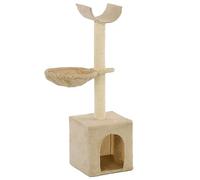 Ziaphsol Arbre à chat 105 cm beige avec colonnes en sisal - Arbre à chat avec grotte et panier - Meuble à gratter stable pour escalade, jouer, gratter, se reposer dans l'appartement