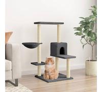 Ziaphsol Arbre à chat avec colonnes en sisal - Gris foncé - Meubles à chat avec grotte et surfaces de couchage - 95 cm de haut - 78 x 59 cm - Pour escalade, griffer, se reposer