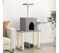 Ziaphsol Arbre à chat avec colonnes griffoirs en sisal Gris clair 122 cm Arbre à grimper avec grotte tunnel et surface de couchage comme meuble pour chat pour jouer au repos, appartement