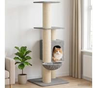 Ziaphsol Arbre à chat avec colonnes griffoirs en sisal, gris clair, 65 x 71 x 137 cm, arbre d'escalade à plusieurs étages avec plateformes, grotte et surface de couchage, pour chats d'intérieur