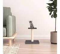 Ziaphsol Arbre à Chat avec Plateforme Gris foncé 38 cm en Bois d'ingénierie et Peluche Douce pour Animaux de Compagnie, idéal pour escalader, se percher, gratter, Jouer