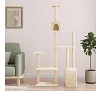 Ziaphsol Arbre à Chat avec poteaux à griffer en sisal Crème 177,5 cm avec Plateforme, Niche et hamac pour intérieur, Meuble d'animation Vertical pour Chat, Maison, Coin détente