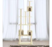 Ziaphsol Arbre à chat crème 188 cm avec tronc en sisal - Arbre à grimper avec plateforme, surface de couchage et grotte - Meubles à gratter pour appartement, balcon et coin - Stable pour gratter et se