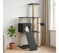 Ziaphsol Arbre à chat gris foncé 173 cm, tronc en sisal avec colonne à griffer, arbre à grimper avec plateforme et surface de couchage, meubles pour chat pour l'intérieur, arbre de jeu avec grotte et