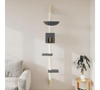 Ziaphsol Arbre à chat mural gris foncé 187 cm, colonne à chat avec tronc en sisal, arbre à chat avec grotte, hamac, plateforme et surface de couchage, meuble griffoir pour appartement et petits coins