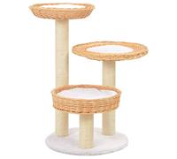 Ziaphsol Arbre à Chat Naturel en Bois de Saule avec griffoir en sisal, 3 paniers en nid, Plateforme de Repos et hamacs, idéal pour Chatons et félins, décoration intérieure