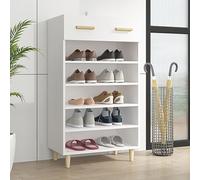 Ziaphsol Armoire à Chaussures Blanche 60x35x105 cm en Bois d'ingénierie avec 5 Compartiments et tiroir pour Rangement organisé dans entrée, vestiaire ou Chambre