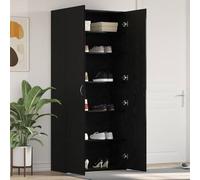 Ziaphsol Armoire à chaussures moderne noire en bois 80 x 35,5 x 180 cm avec espace de rangement et étagère, commode de porte peu encombrante pour couloir, entrée et entrée, durable, facile d'entretien
