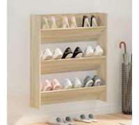 Ziaphsol Armoire à Chaussures Murale en Bois d'ingénierie chêne Sonoma, Rangement Pratique pour entrée, Couloir ou vestiaire, avec 3 étagères modulables pour Chaussures, Bottes, Sandales