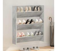 Ziaphsol Armoire à Chaussures Murale Gris béton 80x18x90 cm aggloméré Rangement modulable pour entrée Couloir vestiaire Maison avec 3 étagères empilables et