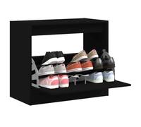 Ziaphsol Armoire à Chaussures Noire 80x42x69 cm en Bois d'ingénierie avec tiroir modulable pour Rangement organisé dans entrée, Couloir ou vestiaire avec Fixation Murale Incluse