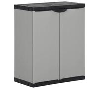Ziaphsol Armoire à déchets de Jardin Gris et Noir 68x40x85 cm en polypropylène avec étagère et Sacs de Recyclage pour tri sélectif extérieur