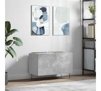 Ziaphsol Armoire à plaques gris béton en bois et fer - 74,5 x 38 x 48 cm - Espace de rangement pour LP - Armoire phono comme buffet, meuble bas et multimédia pour salon, home cinéma, jeux