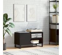 Ziaphsol Armoire à plaques noire 85 x 38 x 48 cm en bois et fer, armoire phono avec espace de rangement, étagère et partie supérieure stable, convient pour meuble HiFi et TV bas dans le salon