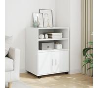 Ziaphsol Armoire à roulettes Blanche 60x48x81 cm en Bois d’ingénierie avec étagères et Portes, Meuble de Rangement Pratique pour Bureau Maison Chambre Salon avec roulettes pivotantes et