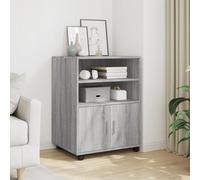 Ziaphsol Armoire à roulettes gris Sonoma 60 x 48 x 81 cm avec 4 roulettes pivotantes, compartiment verrouillable et compartiments ouverts pour bureau et bureau à domicile