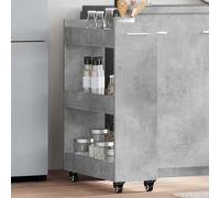 Ziaphsol Armoire avec Roues Gris béton 60x22x79 cm en Bois d'ingénierie avec Compartiments et Serrure métallique idéale pour Rangement Salon Bureau Chambre Cuisine Garage