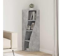 Ziaphsol Armoire d'angle 32 x 32 x 102 cm en bois béton gris avec 4 étagères de rangement commode buffet armoire polyvalente pour salon, chambre à coucher, bureau, couloir, cuisine, salle de bain