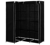 Ziaphsol Armoire d'angle noire - 130 x 87 x 169 cm - Tube de fer et polyester - Avec tringle à vêtements - Compartiment porte - Espace de rangement pour chambre à coucher, dressing, chambre d'enfant