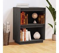 Ziaphsol Armoire d'appoint, grise, 60 x 34 x 75 cm, en pin massif, avec espace de rangement, pour chambre à coucher, salon, bureau, console polyvalente