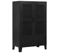Ziaphsol Armoire de Bureau en Acier Noir 75x40x120 cm avec Portes en Maille, Rangement avec tiroirs et Compartiments pour Documents, idéal pour classement administratif et Organisation