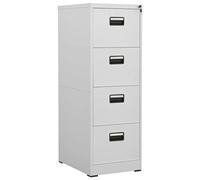 Ziaphsol Armoire de classement en acier gris clair 46 x 62 x 133 cm, 4 tiroirs avec serrure, pour classeur A4 et légal, archivage robuste pour bureau à domicile