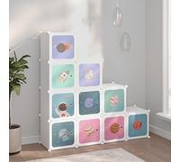 Ziaphsol Armoire de Rangement cubique pour Enfants avec 10 Cubes en PP Blanc, Meuble modulable, Facile à Assembler, idéal pour Chambre, vestiaire ou entrée,