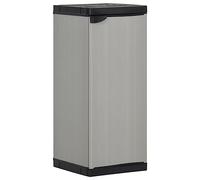 Ziaphsol Armoire de rangement de jardin, grise et noire, 35 x 40 x 85 cm, en PVC et polypropylène, avec 1 étagère, armoire de rangement compacte pour terrasse, balcon