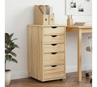Ziaphsol Armoire de rangement en pin massif marron 34 x 39 x 61,5 cm avec 5 tiroirs pour salon, chambre à coucher, bureau, couloir et cuisine, organiseur de rangement polyvalent