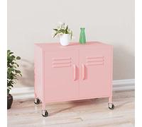 Ziaphsol Armoire de Rangement Rose 60x35x56 cm en Acier avec roulettes et étagère réglable pour Chambre, Salon, Cuisine ou Garage, capacité 70 kg, Facile à déplacer