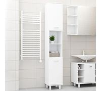 Ziaphsol Armoire de salle de bain, blanche, 30 x 30 x 179 cm, en bois, avec 6 compartiments, 2 portes, design fin, idéale pour l'espace de rangement dans la salle de bain, convient sous l'évier