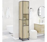 Ziaphsol Armoire de Salle de Bain en Bois d'ingénierie chêne Sonoma avec Structure en métal Grand Espace de Rangement pour Salle de Bain Moderne, Design Compact et Robuste