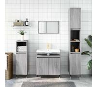 Ziaphsol Armoire de salle de bain, grise, Sonoma 58 x 33 x 60 cm, matériau à base de bois, résistante à l'humidité, avec beaucoup d'espace de rangement, pour salle de bain