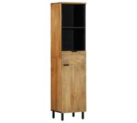 Ziaphsol Armoire de salle de bain, marron, 38 x 33 x 160 cm, en bois massif de mangue, avec espace de rangement, étagère sur pied pour ustensiles de salle de bain, design robuste pour votre maison