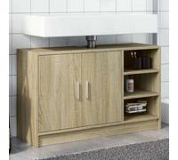 Ziaphsol Armoire d'évier chêne Sonoma 90x29x55 cm en Bois d'ingénierie Meuble de Salle de Bain avec Rangement Suspendu et Porte Double pour Espace Moderne et Design