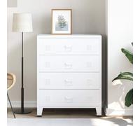Ziaphsol Armoire industrielle à 4 tiroirs en métal blanc 78 x 40 x 93 cm - Meuble bas - Rangement pour bureau, salon, couloir, couloir