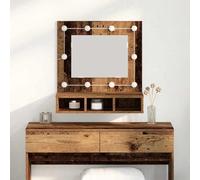 Ziaphsol Armoire Miroir Bois Ancien 60 x 31,5 x 62 cm Bois d'ingénierie pour Salle de Bain Rangement Mural avec éclairage USB et étagères intégrées