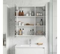 Ziaphsol Armoire Miroir Salle de Bain Blanc 60 x 14,5 x 70 cm avec Étagères Réglables, Rangement Murale en Bois d'Ingénierie pour Toilette WC Douche, Organisateur Compact et Fonctionnel