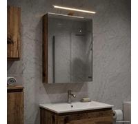 Ziaphsol Armoire Miroir Salle de Bain Bois Ancien 40 x 10,5 x 60,5 cm avec Étagères, Miroir Double Face, Design Murale, Rangement Pratique, Idéal pour Petite Salle de Bain