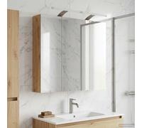 Ziaphsol Armoire Miroir Salle de Bain en chêne Artisan 70 x 14,5 x 70 cm avec Rangement Mural, Porte, tiroirs, étagères, Miroir Double Face, idéal pour Salle d'eau Moderne et Espace optimisé