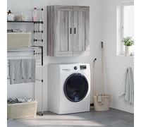 Ziaphsol Armoire murale, en bois dérivé du bois, avec 2 portes, rangement polyvalent pour cuisine, salon, gris Sonoma 69,5 x 34 x 90 cm