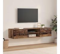 Ziaphsol Armoire murale en bois vieilli mat 150 x 39 x 30 cm avec 2 tiroirs comme espace de rangement TV pour salon et bureau à domicile
