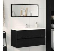 Ziaphsol Armoire pour évier de salle de bain, chêne noir, 90 x 38,5 x 45 cm, matériau dérivé du bois, résistant à l'humidité, peu encombrant, avec espace de rangement