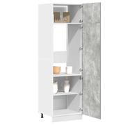 Ziaphsol Armoire réfrigérée Lyon Gris béton 60 x 57 x 207 cm en Bois d'ingénierie avec 4 étagères et 3 Portes pour Rangement Pratique dans Cuisine Salle à Manger
