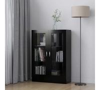 Ziaphsol Armoire vitrine, noire, 82,5 x 30,5 x 115 cm, en bois dérivé du bois, 3 compartiments, 2 portes, bibliothèque pour salon, bureau, solution de rangement polyvalente